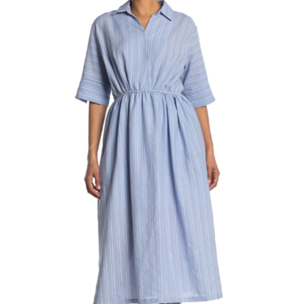 Melloday Short Sleeve V-neck Elastic Waist Midi Dress Size M